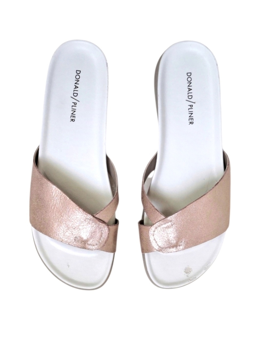 Donald J. Pliner Rose Gold Metallic Slide Sandals  Luxe Resort  Beachy 9